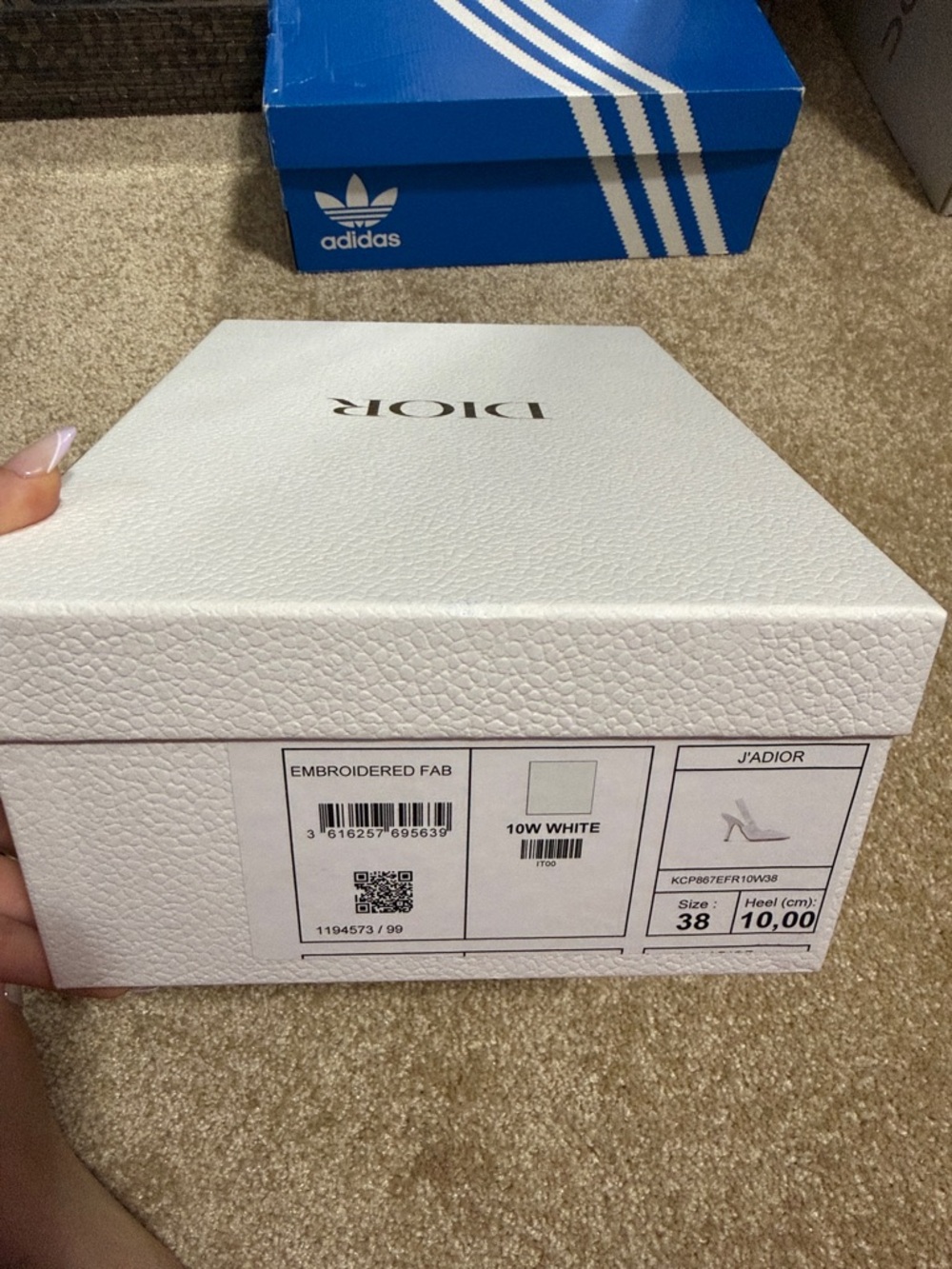 Dior White Textured J'Adior Shoe Box